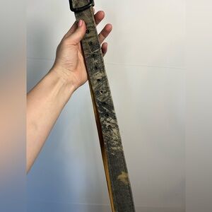 Vintage Distressed Leather Belt Grunge Y2K Worn Black Brown Green Size 30